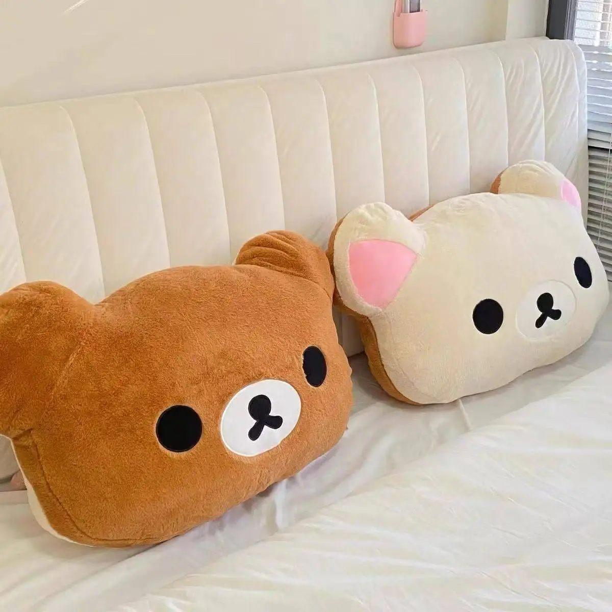 Rilakkuma Plush Pillow Soft Stuffed Bear Cushion Cute Cartoon Throw Pillow Home Bedroom Sofa Decor Comfort Sleeping Doll Gift