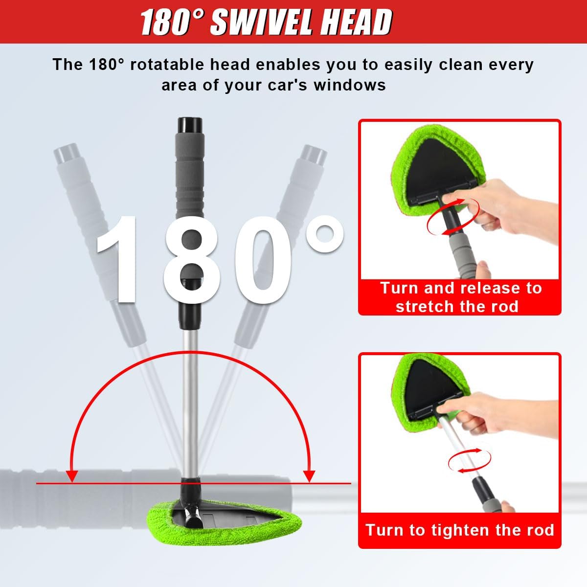 9PCS Car Window Cleaner Kit Extendable Handle Windshield Cleaning Tool with 6 Reusable Microfiber Pads with Air Vent Brush & Empty Spray Bottle 9PCS Car Window Cleaner Kit Extendable Handle Windshield Cleaning Tool with 6 Reusable Microfiber Pads with Air Vent Brush & Empty Spray Bottle
