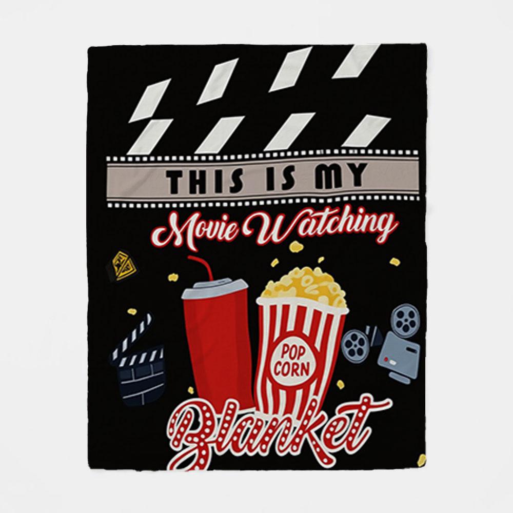 Cinema Blanket - Flannel Shawl with Cinema Design, Thick Fleece Blanket, Bedroom Throw, Couple's Blanket, Extra Large Leisure Blanket, Living Room Blanket