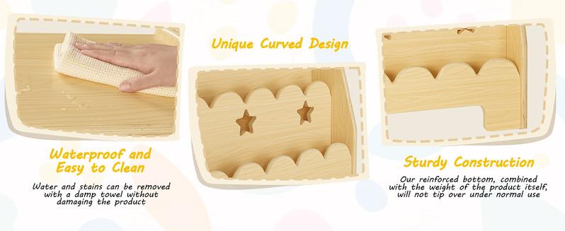 ONBRILL 3-Tier Montessori Wooden Bookshelf for Kids, Toddler Book Rack Toy Organizer and Storage, Small Book Display Stand for Baby, Bookshelves Furniture for Classroom, Nursery, Playroom, Library【HolidayHaul】