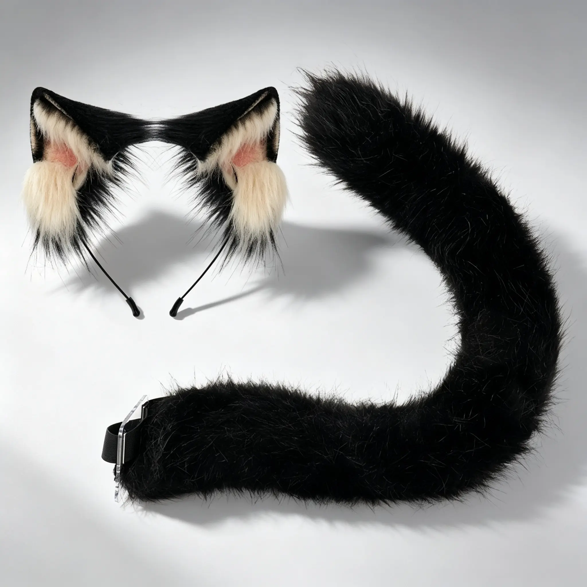 Comfortable Cute Fluffy Cat Ear and Tail Set – Soft Plush Adjustable Cat Girl Cosplay Costume for Halloween, Anime & Roleplay,It is an ideal accessory gift for women and teenagers.