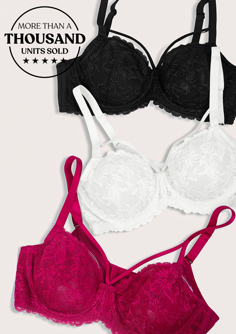 HSIA Pretty In Petals Plus Size Unlined Strappy Floral Lace Unpadded Plus Size Underwire Bra  Comfort Basic Minimalist Womenswear