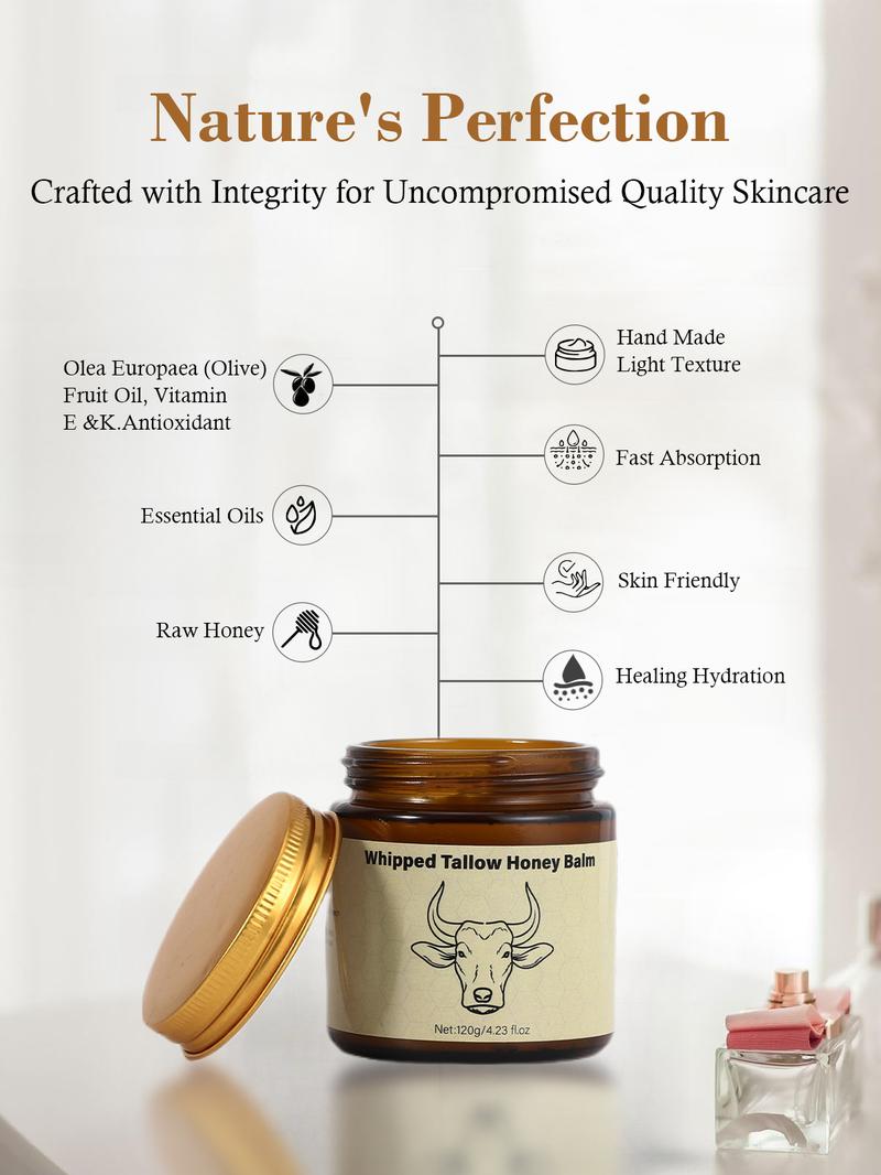 Lopeie Whipped Grass-Fed Beef Tallow Honey Balm - 4 Oz,Moisturizing Cream for Soft, Smooth Skin - Handmade All-Natural Moisturizer - Lavender Lopeie Whipped Grass-Fed Beef Tallow Honey Balm - 4 Oz,Moisturizing Cream for Soft, Smooth Skin - Handmade All-Natural Moisturizer - Lavender