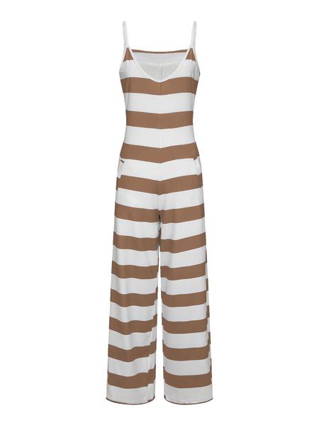 Women's Striped Print Cami Jumpsuit, Casual Sleeveless Overalls Jumpsuit for Summer, Fashion Women's Clothing for Daily Wear