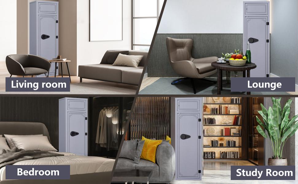 KAER 8-12 Gun Safe, Multi-Function Gun Safe for Rifles and Pistols, Gun Cabinet, Large Gun Safe for Home Rifles and Shotguns, Rifle Safe, Electronic Gun Cabinet with Removable Shelf and Rifle Rack