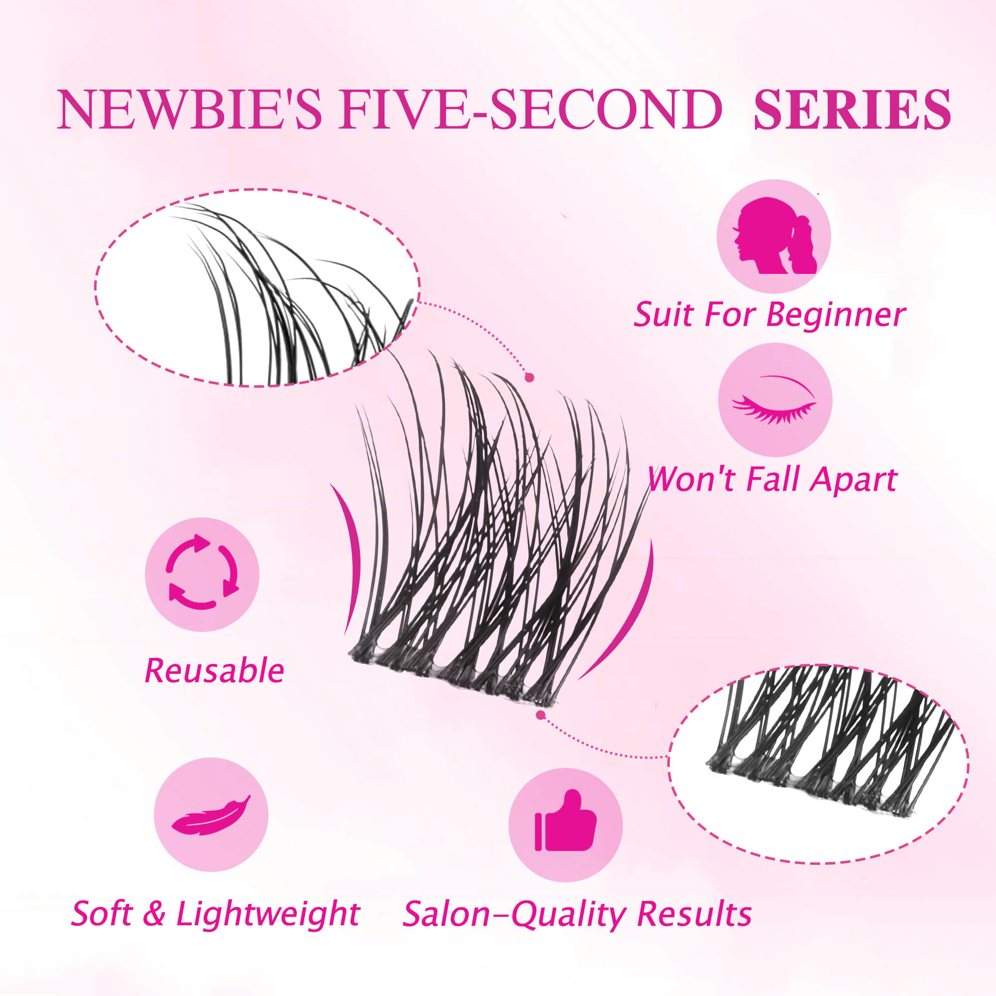 VEYESBEAUTY Dreamy Cluster Lashes Kit Eyelashes Makeup Individual Lash Extensions Volume Eyelash Wispy Faux Mink Lash Mixed Length Tray With Bond & Seal Tweezer Newbie's Five-Second DIY Dramatic Applicator at Home Eyelashes Extensions Cosmetic Makeup
