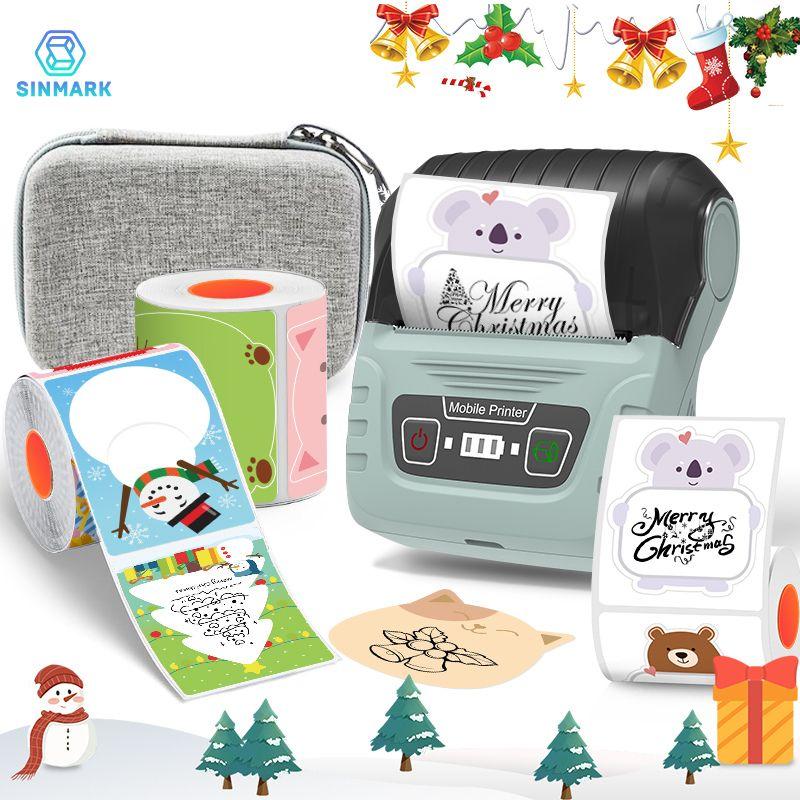 Portable Wireless Label Printer Label Maker Machine + 3 Rolls Color Labels, USB Rechargeable, Compatible with iOS Android Windows, Barcode Clothing Jewelry Retail Mail Portable Wireless Label Printer Label Maker Machine + 3 Rolls Color Labels, USB Rechargeable, Compatible with iOS Android Windows, Barcode Clothing Jewelry Retail Mail