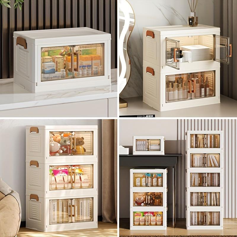 Compact Storage Cabinet, Foldable PP Material, Multi-Layer Organizer, Ideal for Kitchen Bathroom Living Room Bedroom Desk