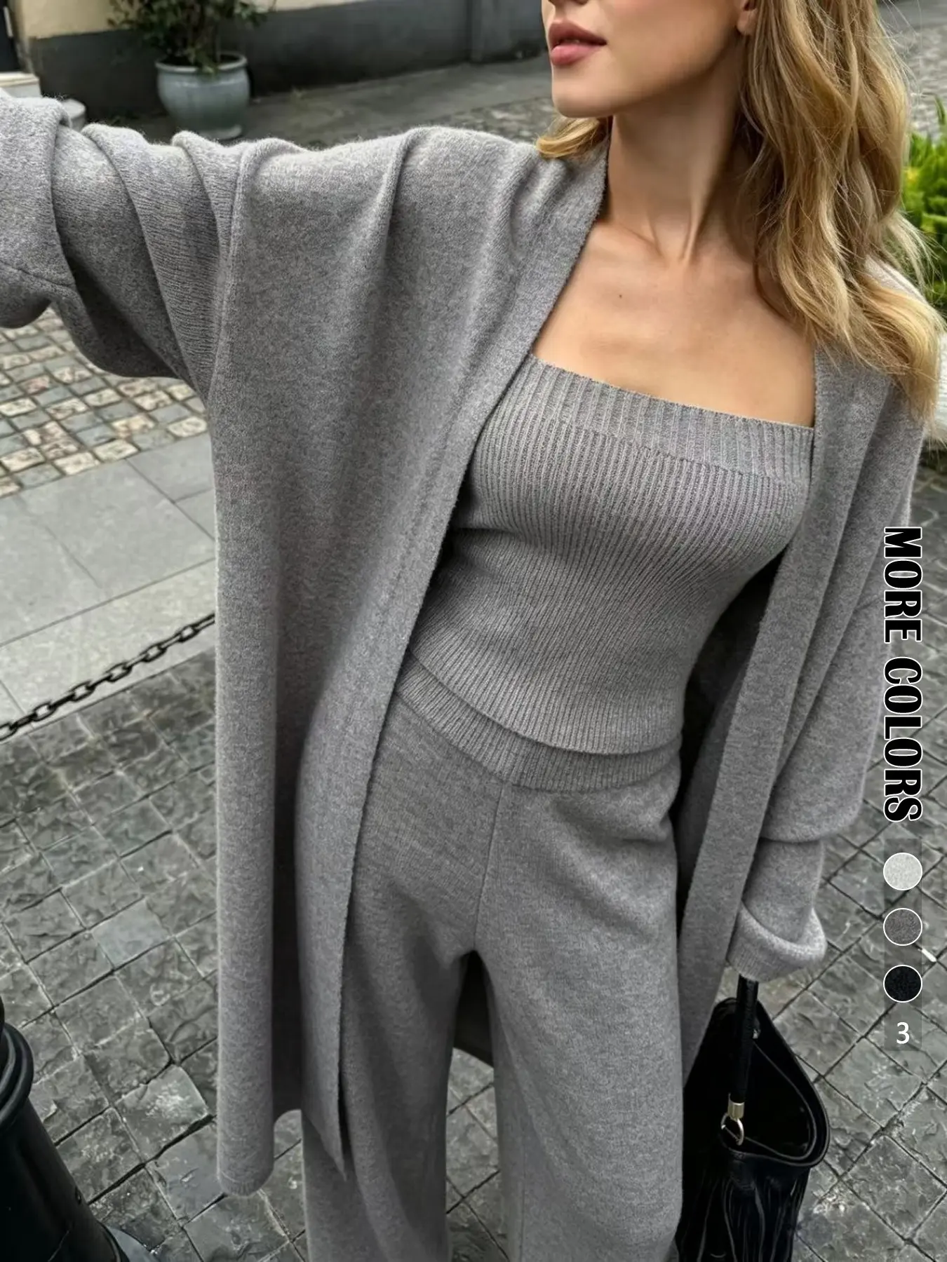 Elegant Three-Piece Set for Women, Casual Loose Fit Long Pants, Buttonless Cardigan, Long Sleeve, Versatile Outerwear, Comfortable Daily Wear