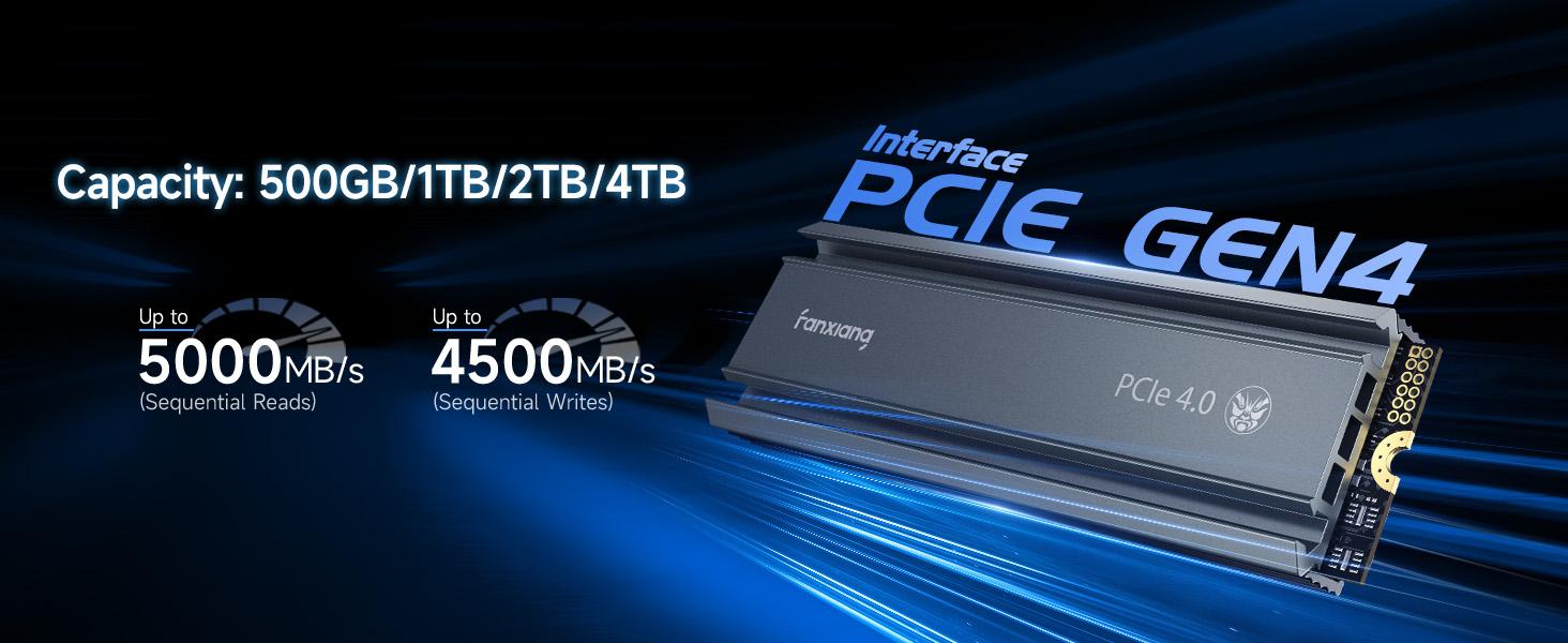 FANXIANG S660 1TB PCIe 4.0 NVMe M.2 SSD for PS5/Gaming Consoles/PC, Internal Solid State Drive with Heatsink, Read Speeds Up to 5000MB/s