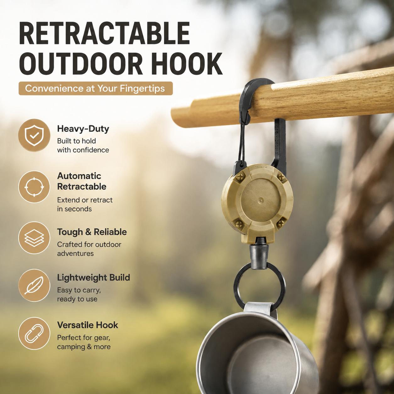 Heavy-Duty Retractable Keychain with Secure Carabiner Clip, 24-Inch Braided Stainless Steel Cable, 8 oz Weight Capacity, Compact Design for ID Badges, Keys, Outdoor Gear & EDC—Durable Multi-Use Organizer Available in 2-Pack and 4-Pack Configurations