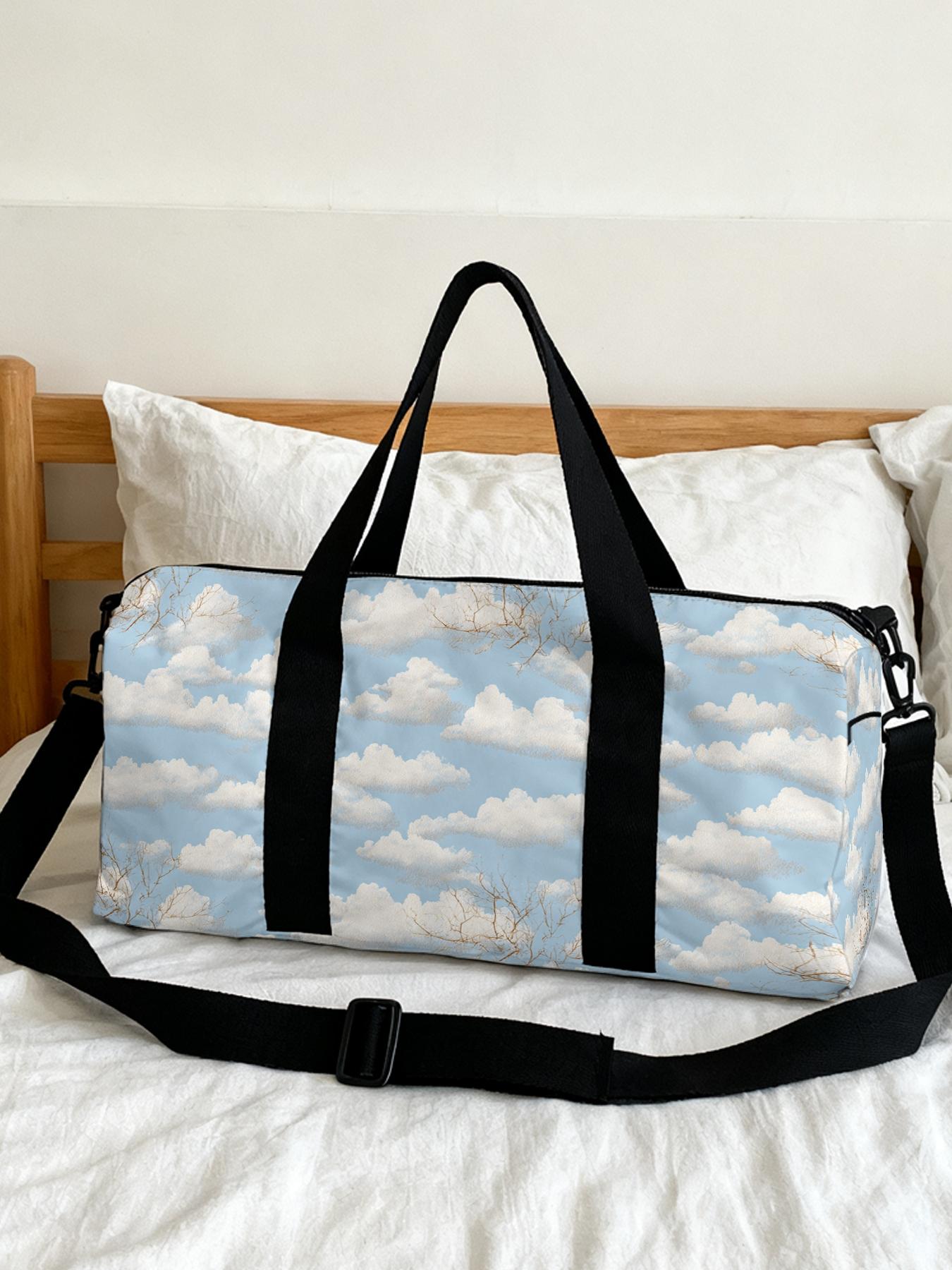 1pc Fluffy Clouds and Branches Travel bag Unisex Handbag, with Adjustable Shoulder Strap, Travel Luggage Bag, Sports Yoga Bag, Perfect for Gym and Sports, Durable Fitness Bag
