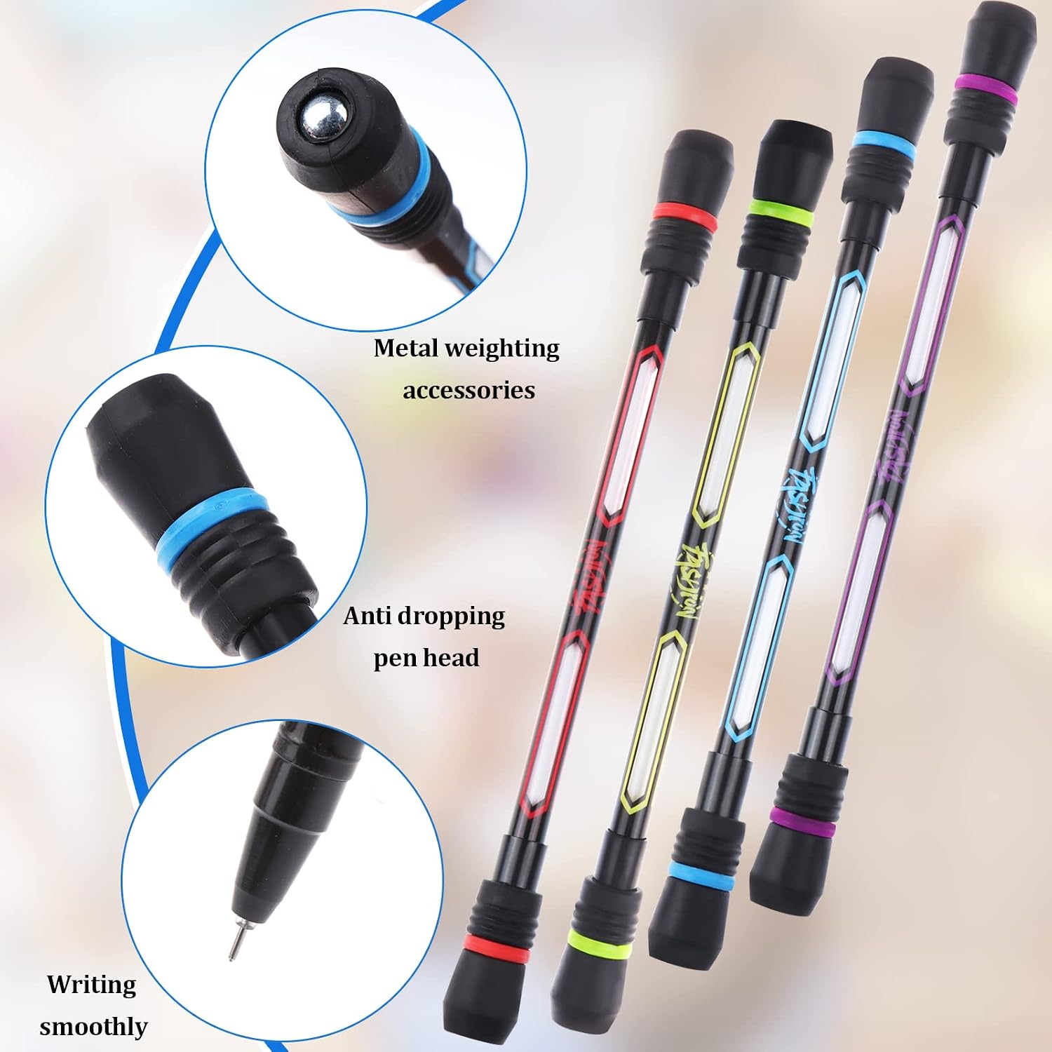 12 count Pen Spinning Pens Writable Rolling Finger Pen Spinning Rotating Pens Non-Slip Coated Spinnings Pen Mod with Weighted for Gaming Office Supplies 12 count Pen Spinning Pens Writable Rolling Finger Pen Spinning Rotating Pens Non-Slip Coated Spinnings Pen Mod with Weighted for Gaming Office Supplies