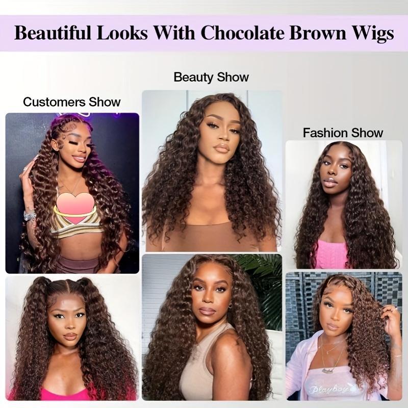 Bling Hair 13x4 13x6 Lace Front Wigs Chocolate Brown Deep Wave Breathable Lace Human Hair Wig Pre-plucked Breathable HD Transparent Lace Free Parting Brazilian Hair TikTokShopHolidayHaul