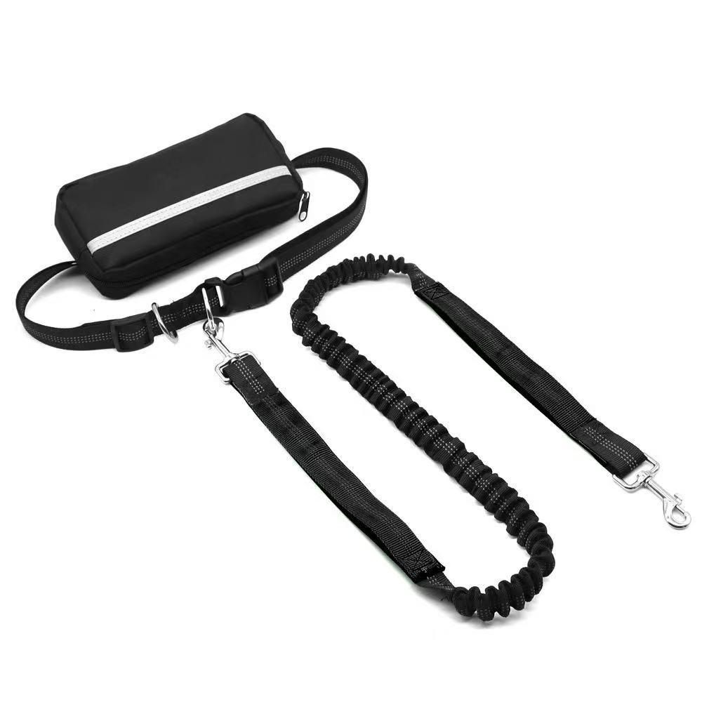 Hands-Free Dog Leash with Zipper Storage Bag, Dual Thick Handles, Durable Elastic Rope, Ideal for Walking, Jogging, Running