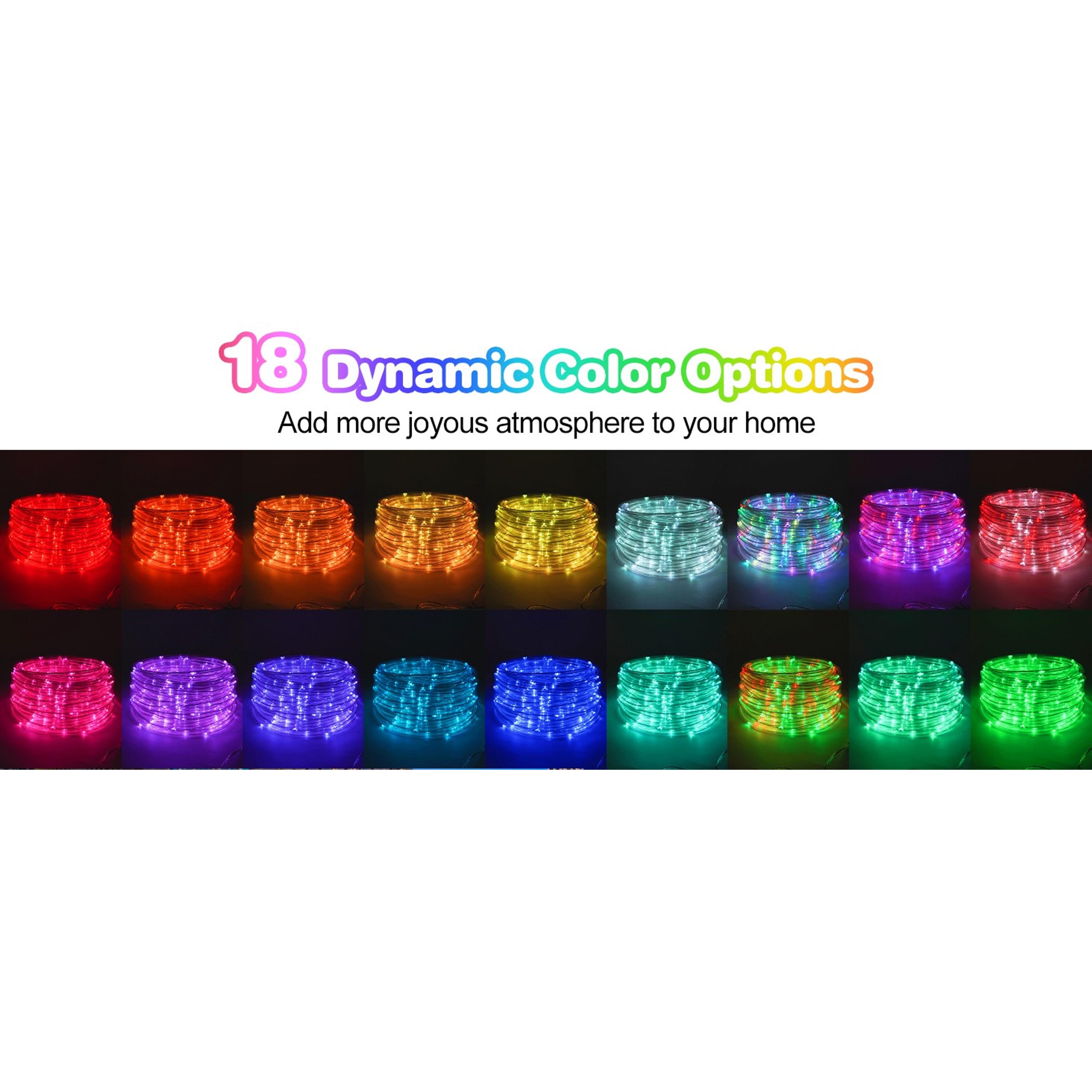 50FT 150 LED Solar Rope Lights, 18 Colors with Timer, 5 Modes, Waterproof Remote Control String Lights for Outdoor Camping Classroom Party Festival DecorationGift
