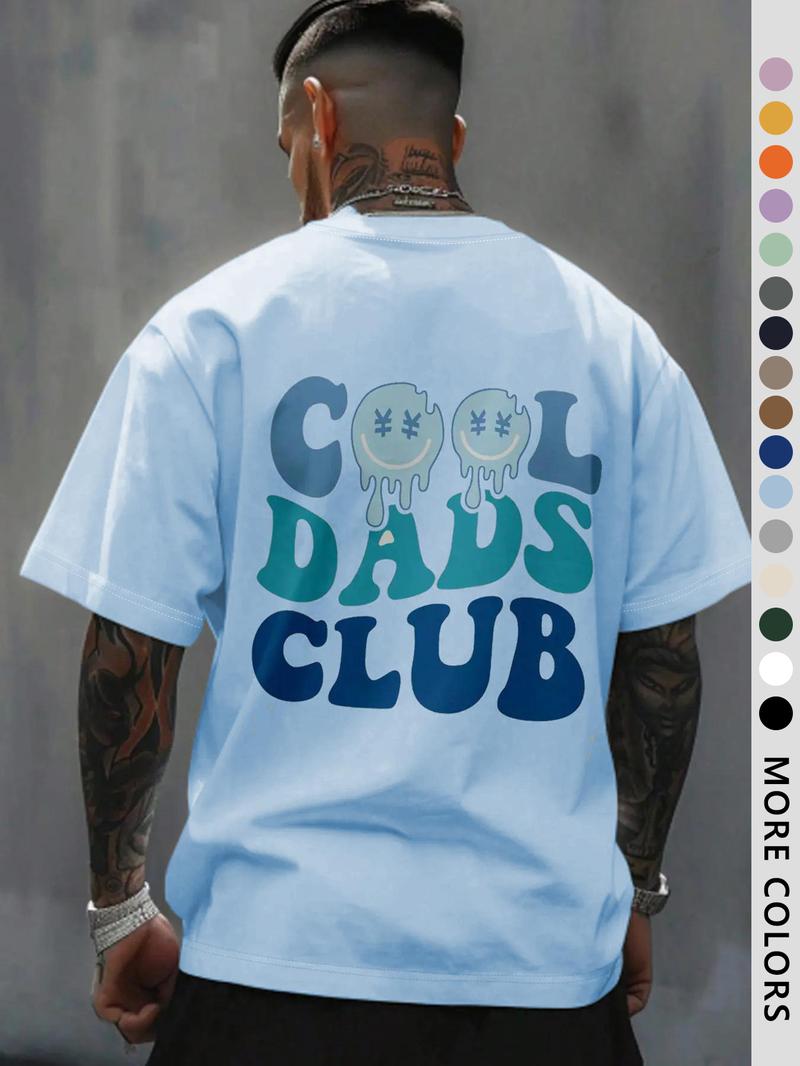 Men's Regular Fit Cool Dads Club Figure Print Round Neck Tee, Casual Short Sleeve Crew Neck T-shirt for Daily Wear, Fashion Men's Top for All Seasons, Tropical, Casual Style Tee