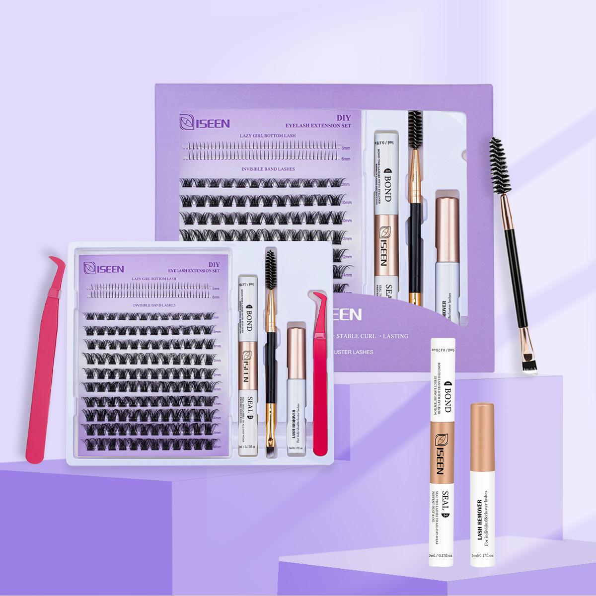 DIY Lash Clusters Kit - Soft  Long-Lasting Lashes with  Bond & Seal & Glue Remover & Tweezer for Beginners Easy At-Home Application - Eyelash Set