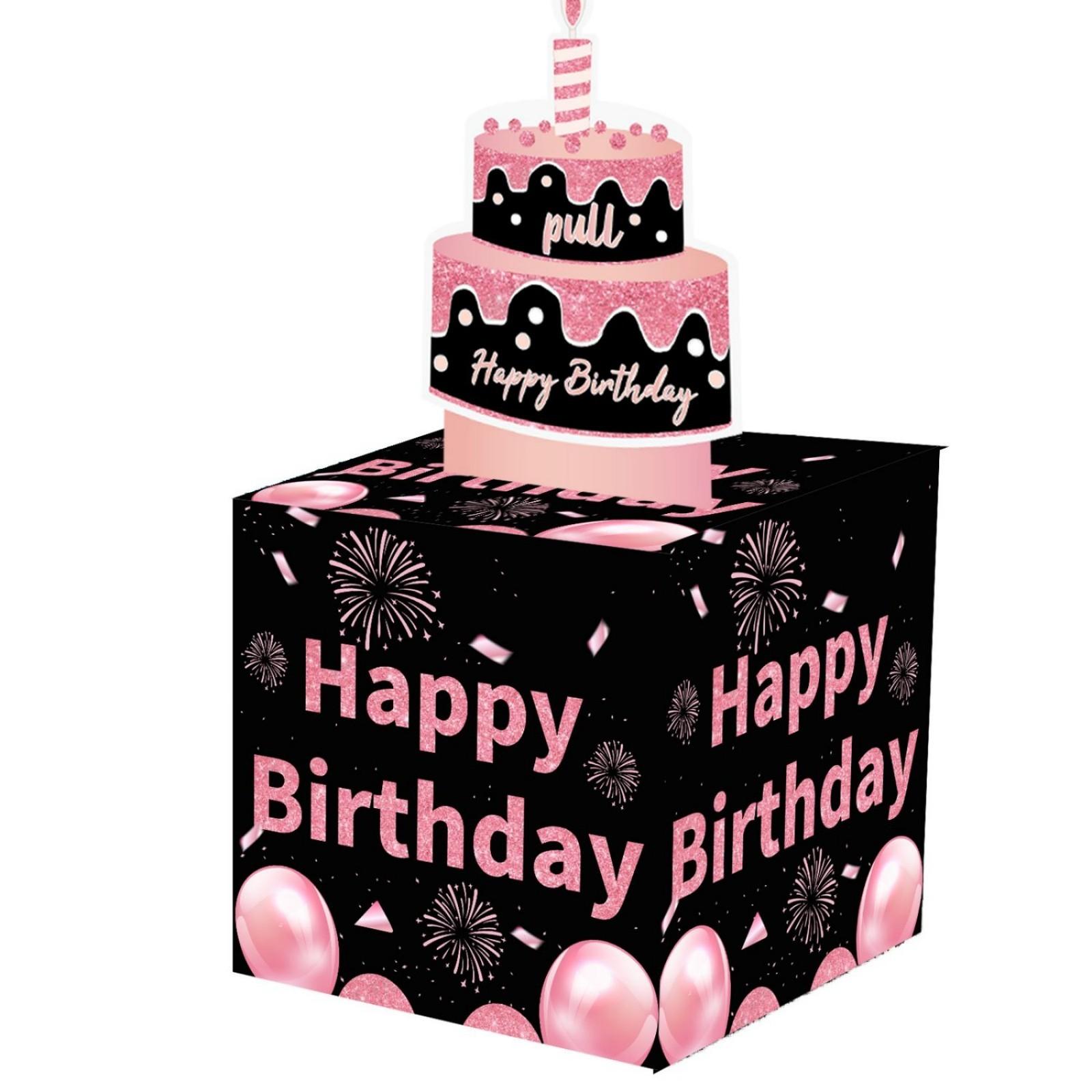 Birthday Money Box for Cash Gift Drawing, Surprise Filled Gift Box with Drawable Cards and 50 Transparent Bags, Fun Gift Idea, Party Gifts