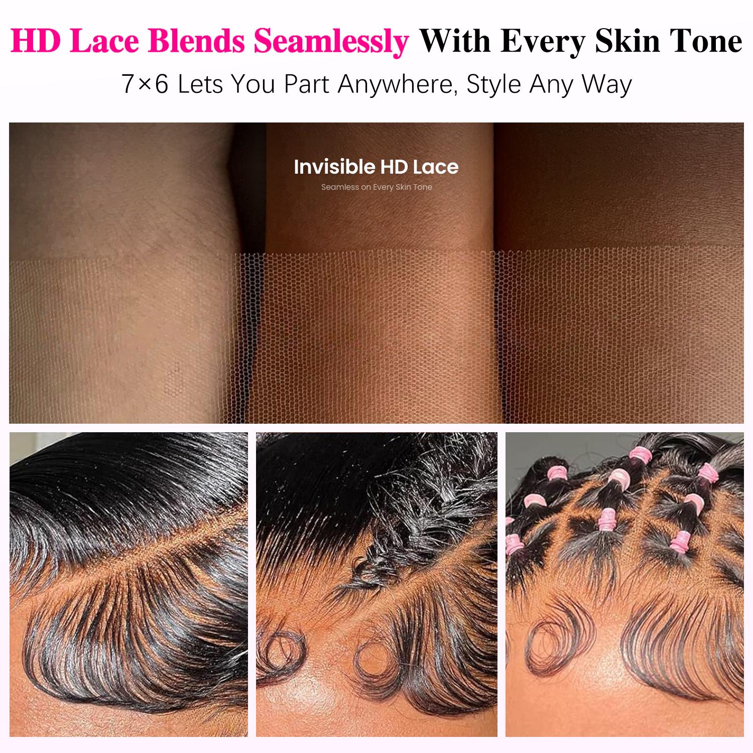 【26‘’ Burmese=$135】Tahikie Burmese Curly 7x6 HD Lace 200% Density Pre Plucked Glueless Natural Black/99J Burgundy Afro Kinky Curly / Deep Wave / Body Wave / Water Wave Human Hair Wigs Upgrade With Drawstring Cap One-Step Invisible Hairline For Women