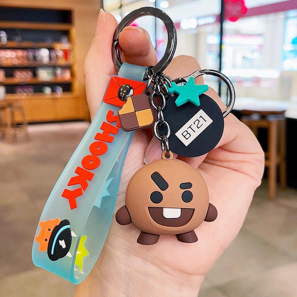 Anime Cartoon BT21 Shooky Cooky Flatback Charm Pendant Set Toy Kawaii Popular Doll Y2K Fashion Cute Backpack Keychain Pendant Gift for Girls - Adorable Character Designs for Collection or Decoration