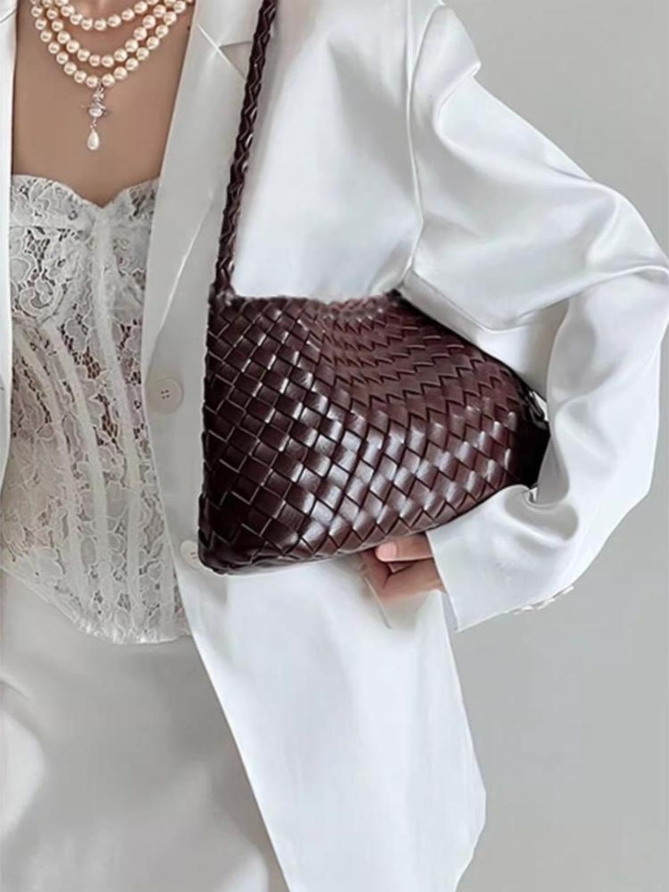 Woven Tote Bag for Women Hand Shoulder Bag Weave Purse Woven Leather Handbag