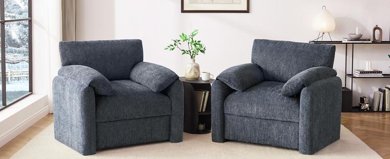 Chenille Oversized Armchair, 38.6" Wide Accent Chairs for Living Room & Bedroom Modern Lounge Chair, Upholstered Mid-Century Reading Chair, Comfy Living Room Chair, Single Sofa Chair