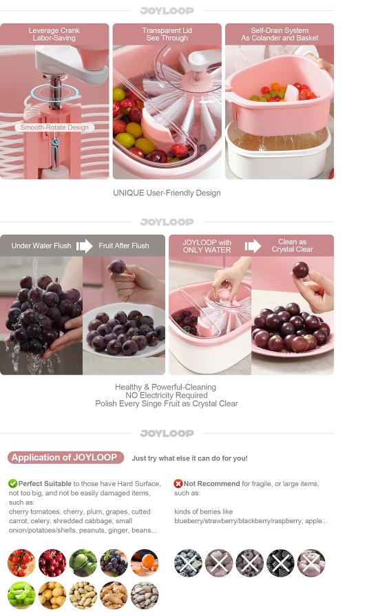 JOYLOOP Fruit Cleaner Spinner Large Fruit Washer Spinner with Brush Fruit Cleaning with Washing Bowl Fruit and Salad Cleaner with Fruit Spinner Bowl Fruit and Vegetable Scrubber