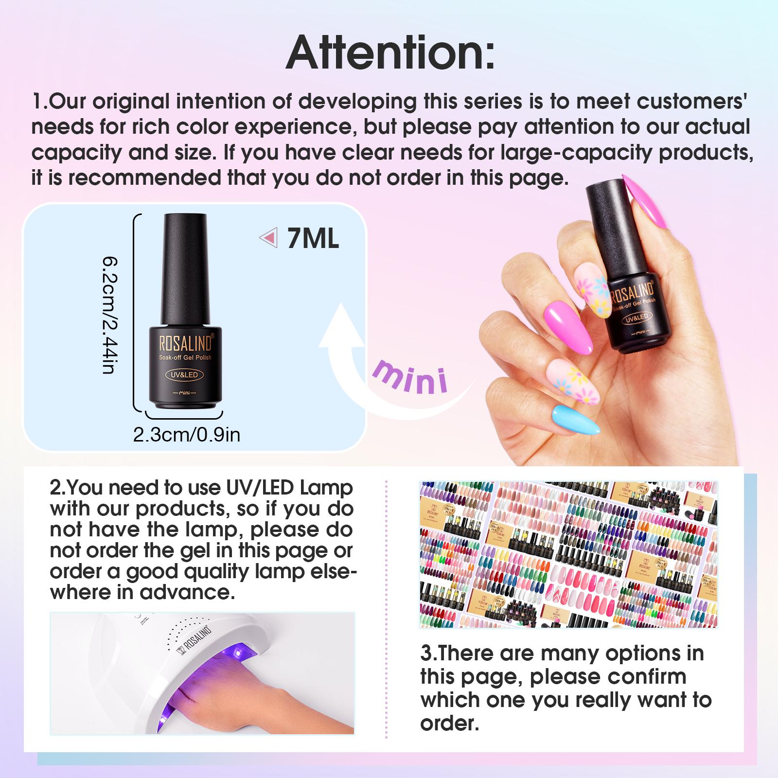 ROSALIND Colorful Gel Polish Mini 65/80/100PCS Gel Nail Polish Set Semi Permanent Requires UV Lamp with Base and Glossy Matte Top Coat Starter Gel Nail Set Suitable for All Seasons Gift for Women Salon Design