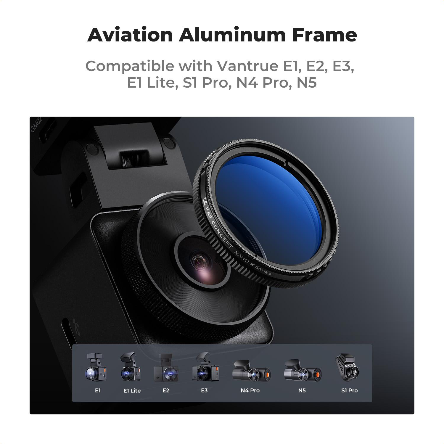 【K&F CONCEPT】 40mm Ultra-Slim CPL Circular Polarizer Dashcam Filter for E1, E2, E3, E1 Lite, S1 Pro, N4 Pro N5 Dashcam, Reduce Glare and Reflection, Enhance Contrast
