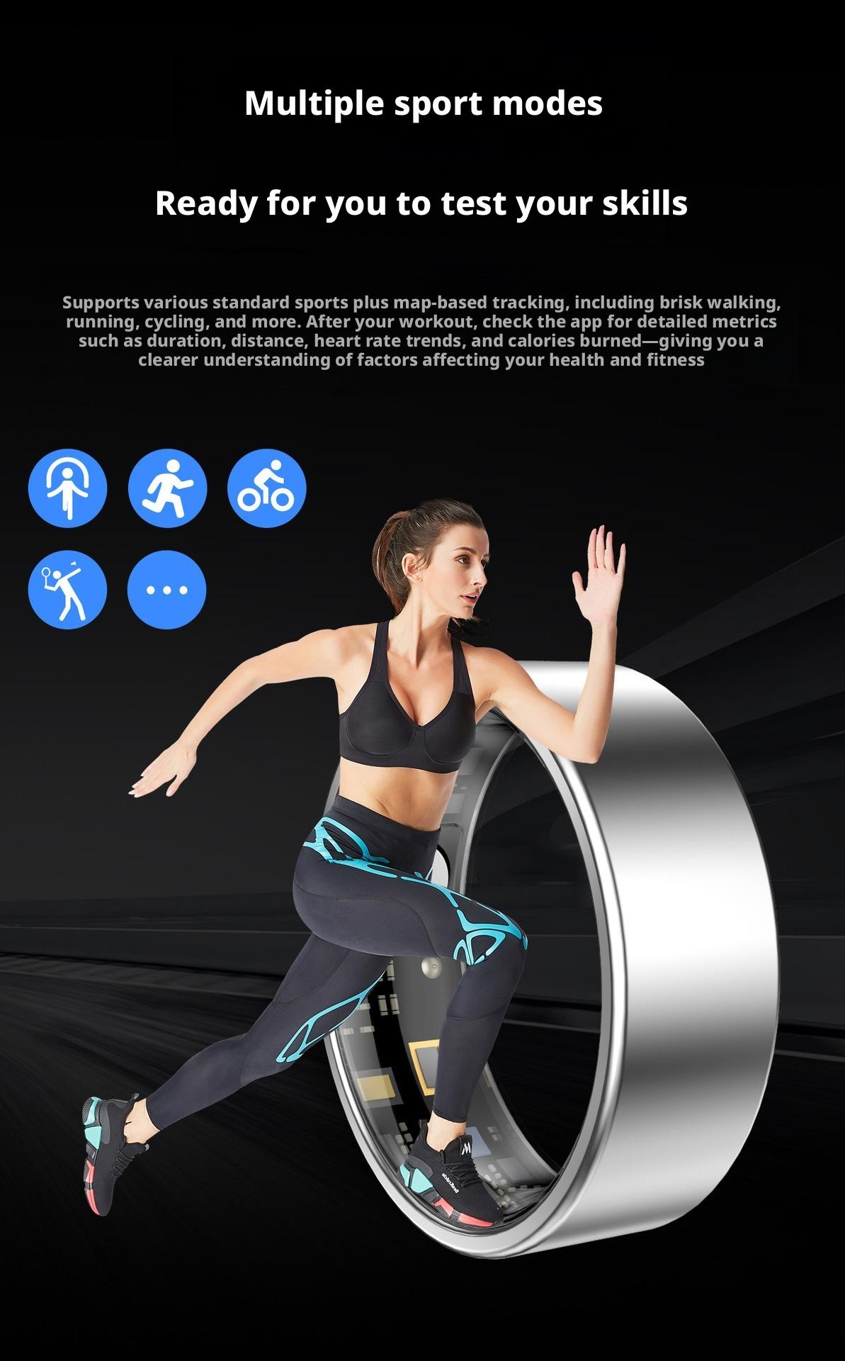 Wearable Smart Ring Tracker, Rechargeable & Long Battery Life Fitness & Activity Tracker with 24H Heart Rate Tracking, HRV, Blood Oxygen, Sleep Monitoring, Real-Time Data Sync to Phone, Gesture Control, Waterproof for Sports Wellness, Unisex Adults, Pedom