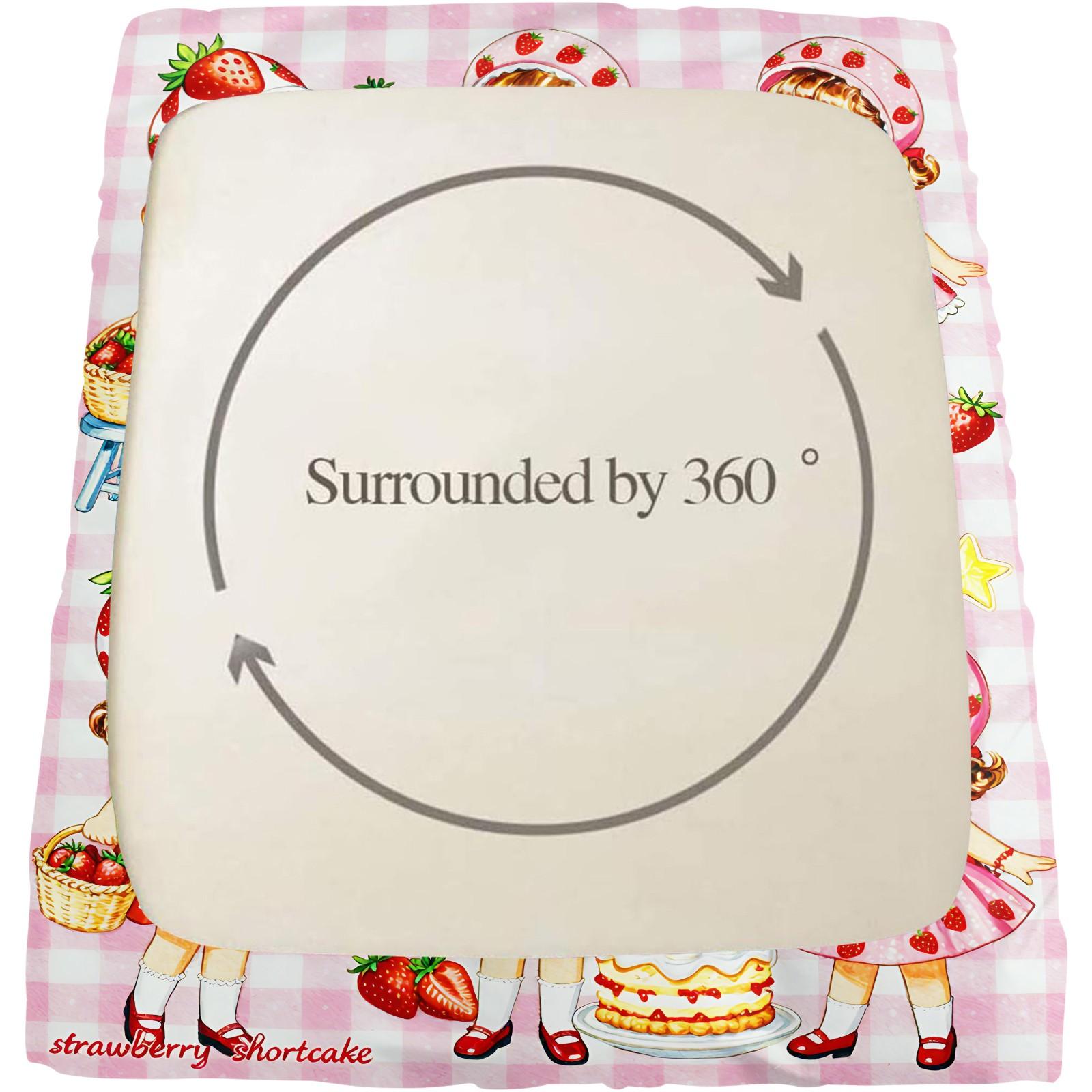 Strawberry Sweetheart Fitted Sheet Set and 2 Pillowcases No Core, Pink-White Checkered, Vintage Hand-Drawn Dessert Party Design, Soft Anti-Slip Bedding, Fairy Tale Girls Room, Kids Room Decor, Gift Choice