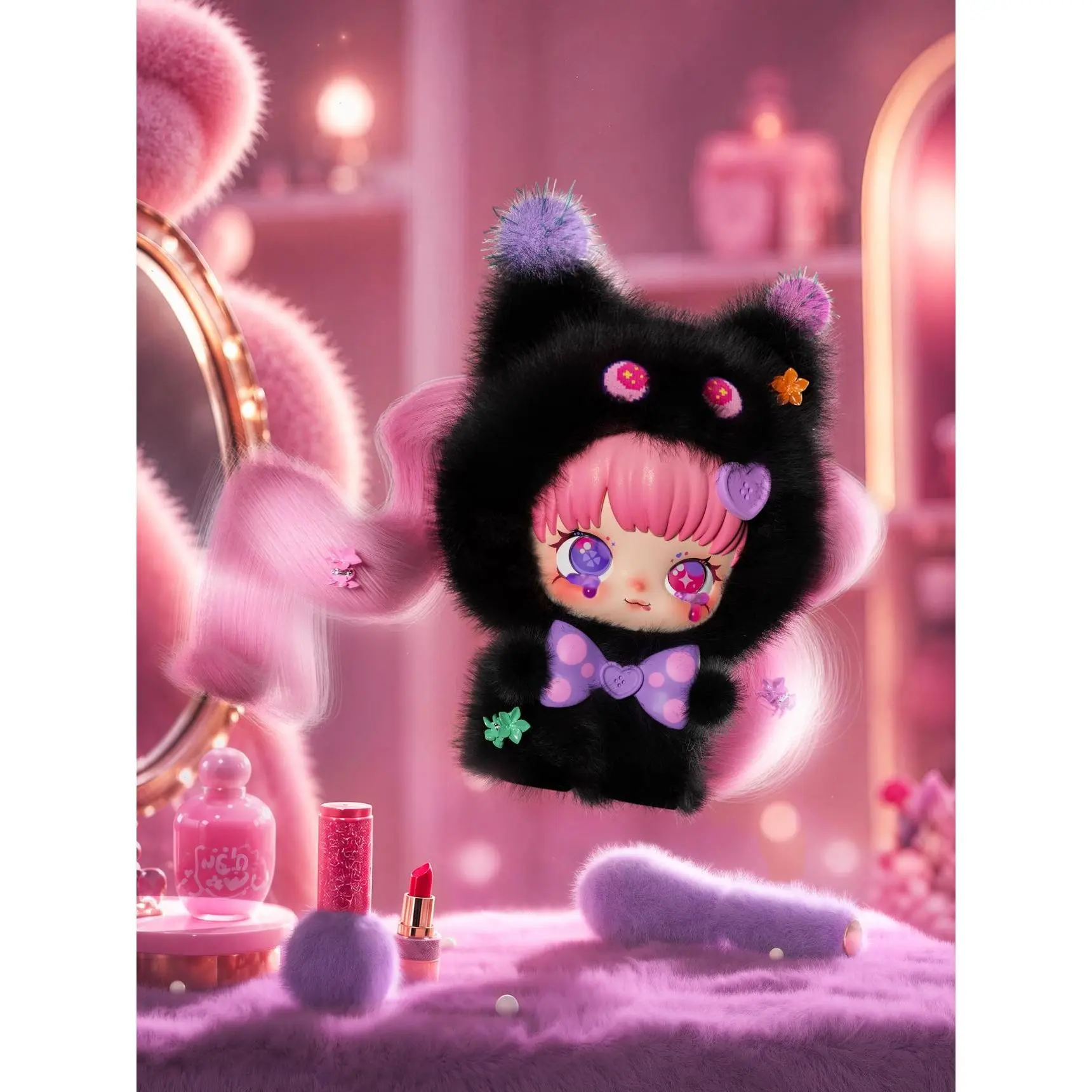 QTIEMM Magic Hair Bad Baby Blind Box Surprise Mystery Doll Collectible Cute Desktop Figure Gift