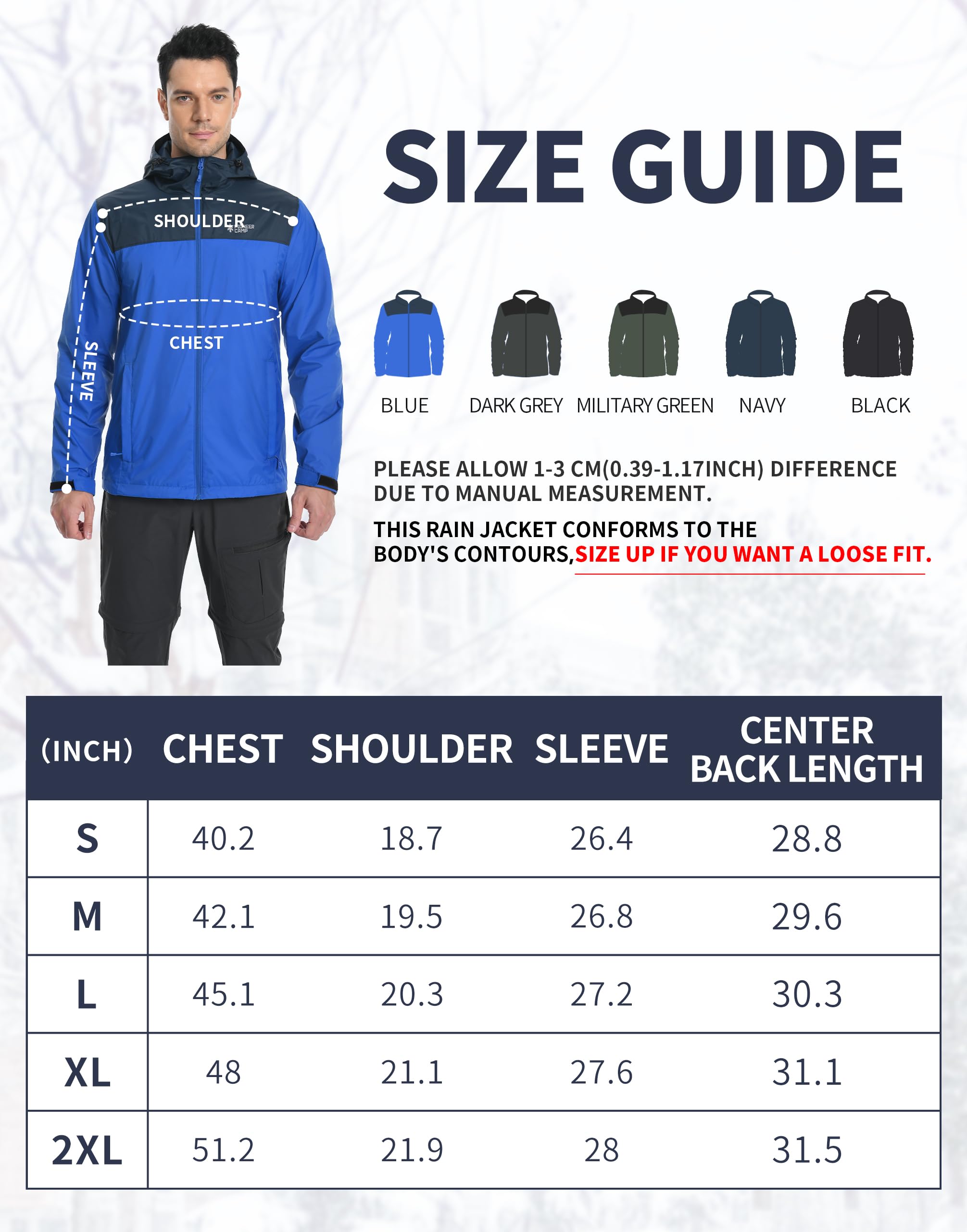 Pioneer Camp Men's Waterproof Packable Jacket for Spring Outdoor Sport Fashion