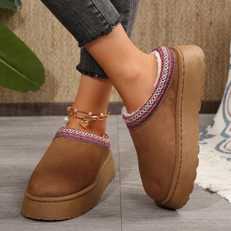 Platform Slippers Mini Boots for Women Fleece Lined Boots Suede Ankle Boots Anti-Slip Snow Platform Slippers for Women Outdoor Springfresh