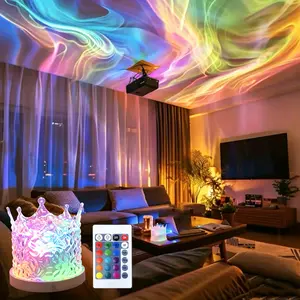 Aurora Projector Night Light, USB Rechargeable RGB Color Changing Projector Light with Remote Control, Decorative Ambient Light for Bedroom Living Room, Indoor Decorative Light, RGB Projection Lamp, Home Decor Light