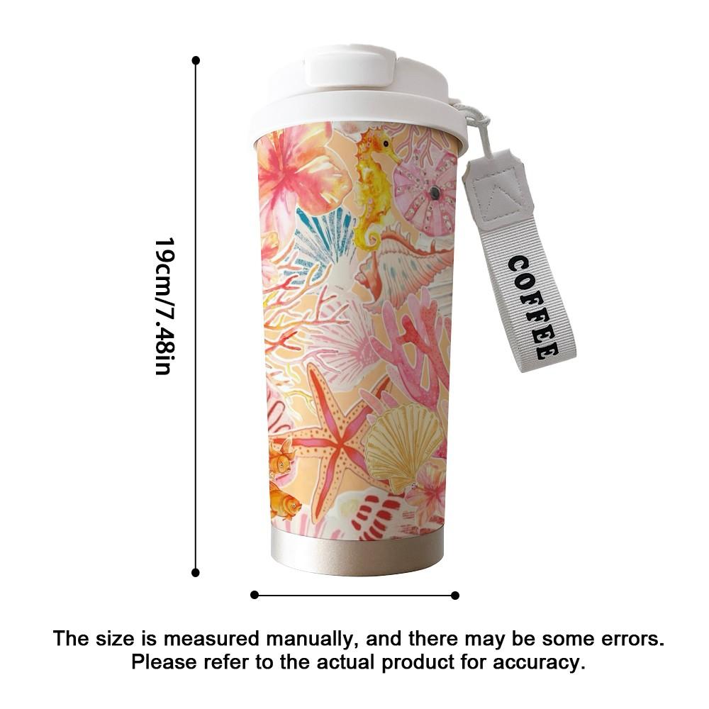 Abstract Ocean Starfish Coffee Cup, Portable Dual Drink Insulated Tumbler, Heat/cool Keeper, Stylish, Office, Travel, Sports Essential