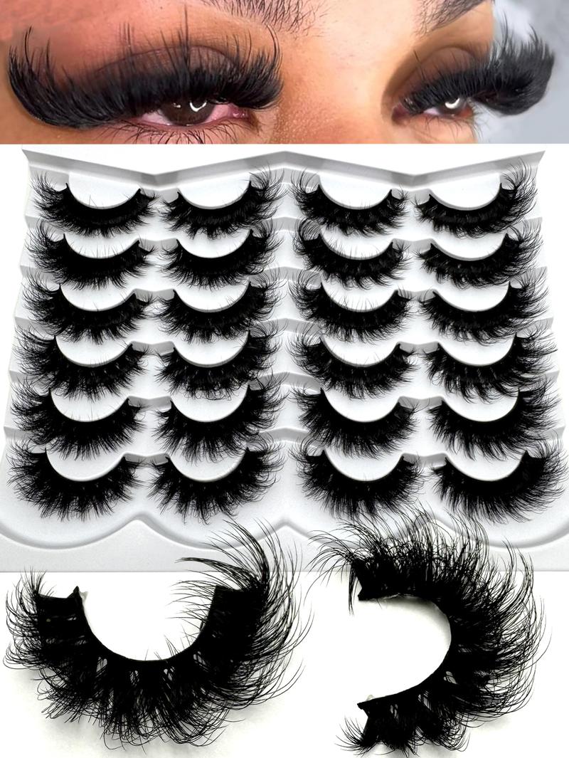 MKYDCG Dramatic Long Thick Volume 12 Pairs Cat Eye Lashes Fluffy Faux Mink 8D Wispy False Eyelashes Makeup Cosmetic Enhancer