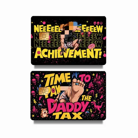 Funny Comic Style Debit Card Stickers, Colorful Decorative Card Skins with Chip Cutout, Quirky Humor Card Cover Accessories, Card Not Included
