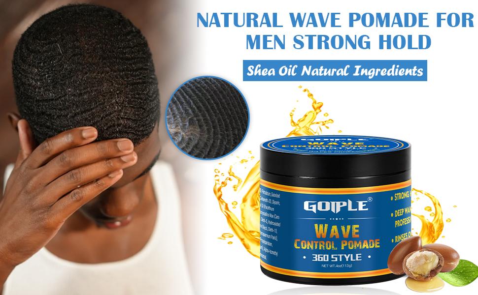 Wave Pomade for Men 360 Wave Training Cream - Strong Hold, Water-Based, Easy Wash, and Moisturizing Hair Grease Creamy Curl Defining Mousse Hydrating