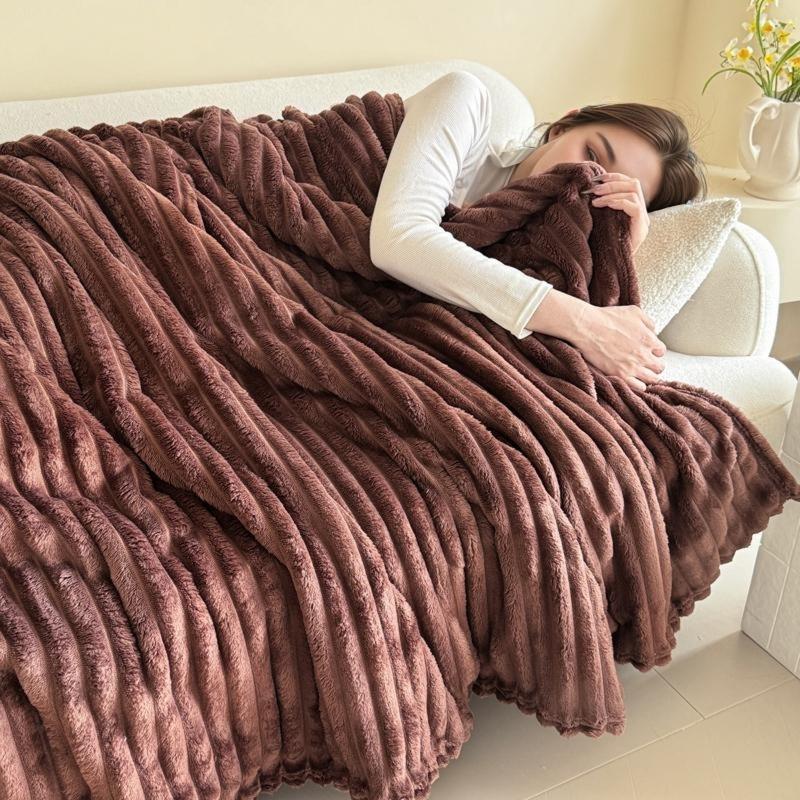 Solid Color Flannel Blanket, Soft Comfortable Throw Blanket, Soft Lightweight Blanket, Air-conditioned Room Blanket, Warm Nap Blanket for Home Office Travel,Christmas Gifts For GF