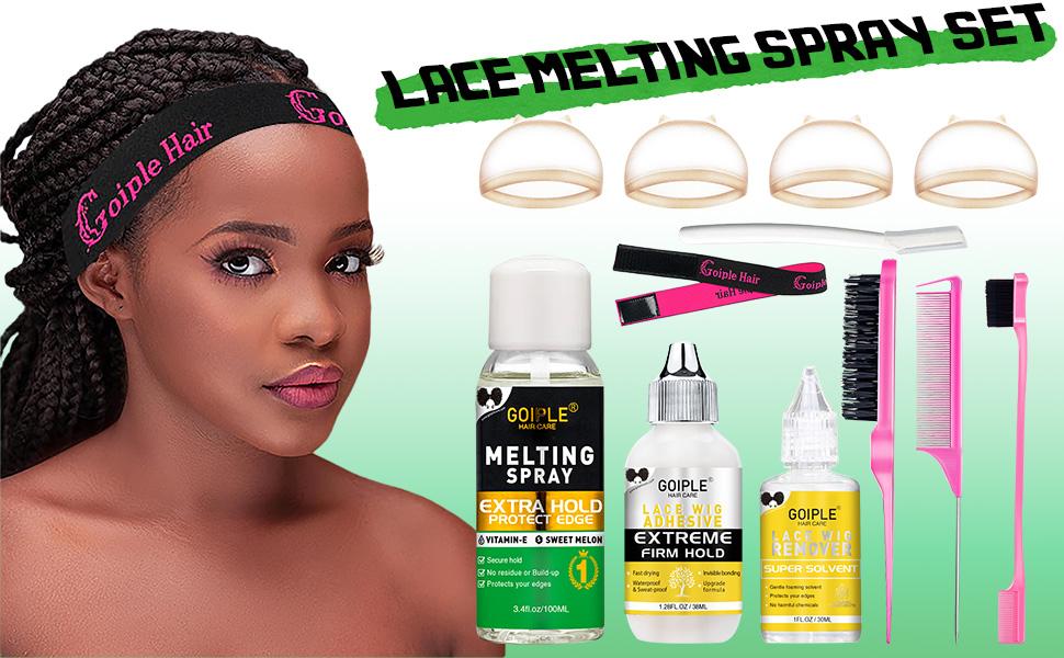 【Spring Glow-Up】Wig Adhesive Spray and Lace Glue for Extra Hold - Glueless Lace Melting Spray for Wigs Natural Gel Fast Drying Haircare Protect Edges Hairpiece