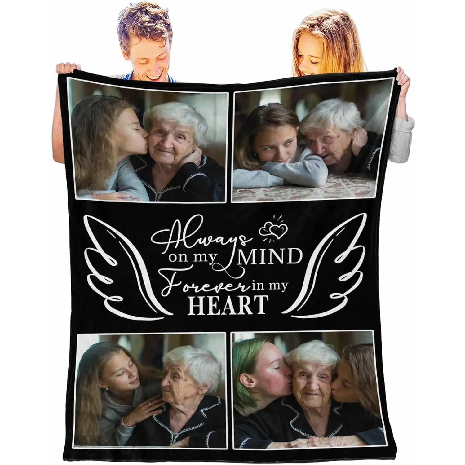 Customized Memorial Picture Throw Blanket - Durable, Soft, Wrinkle-Resistant Textile Throw for Mom, Grandma, Friends, Ideal for Birthday, Modern Home Decor Gifting