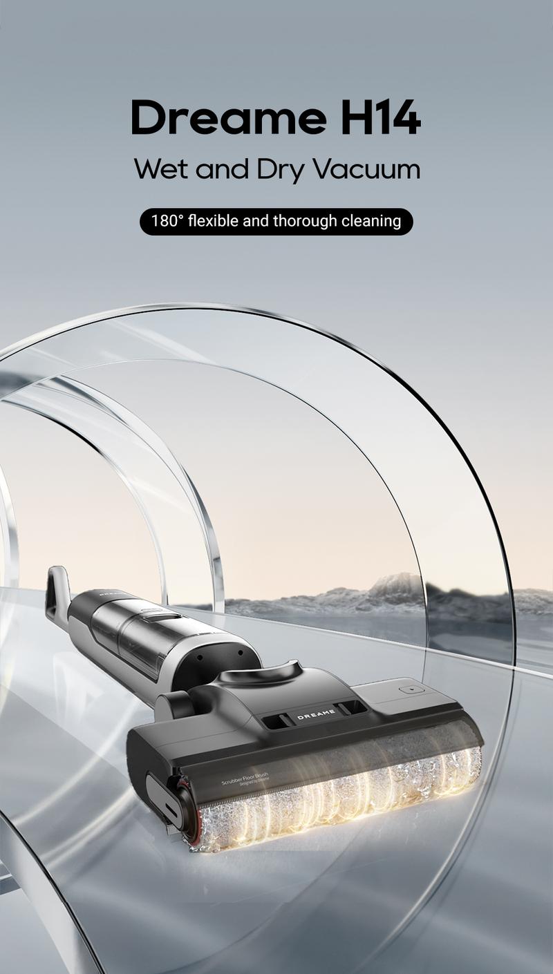 DREAME H14 / H12 Pro FlexReach Vacuum Mop, Wet and Dry Vacuum, 180° Lie-Flat Cordless Vacuum Mop Combo, 140°F Brush Washing, Fast Hot Air Drying in 5 Mins, Great for Sticky Steam Messes Cleaner Self Cleaning System Deep Cleaning Machine