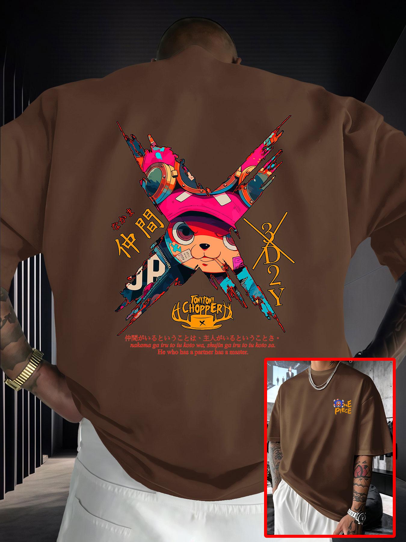 Anime Style Joejoe Printed Short Sleeve T-Shirt, Japanese Anime High Street Trendy Loose Fit Half Sleeve, Perfect for Manga Fans Collection