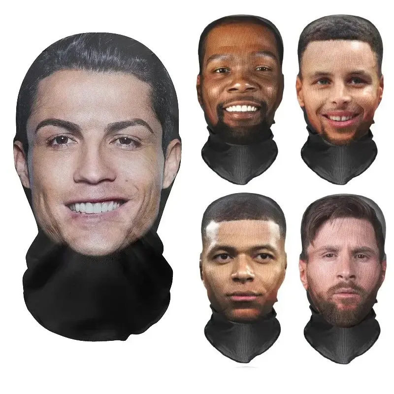 Adult 3D Funny Pattern Mesh Balaclava - Ronaldo Printed, UV Protection Face Mask Head Cover for Halloween Cosplay, Party Costume