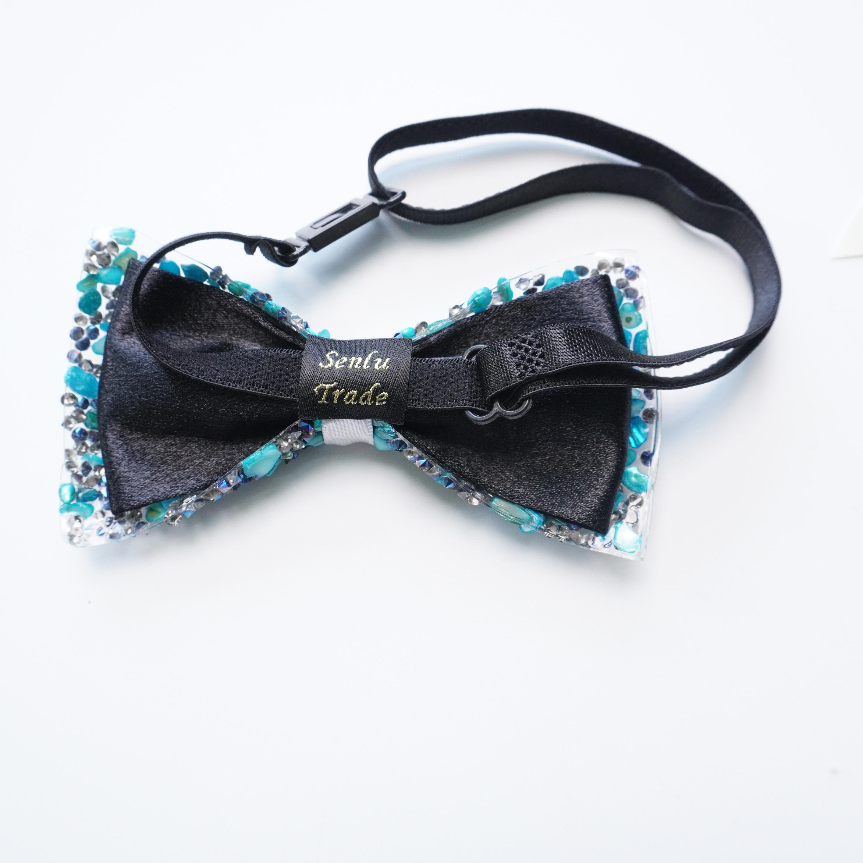 1pcs Color Stone Full Inlay Bow Tie, Luxury Pearl Decorative Neckwear, Party Performance Suit Collar Flower