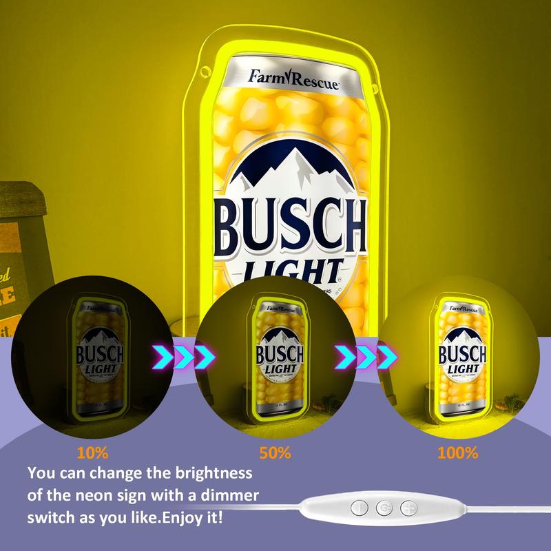 Busch corn Beer Led Neon Sign for Wall Decor, Neon Lights for Bedroom Led Signs Suitable for Man Cave Bar Pub Restaurant Christmas Birthday Party Gift Led Art Wall