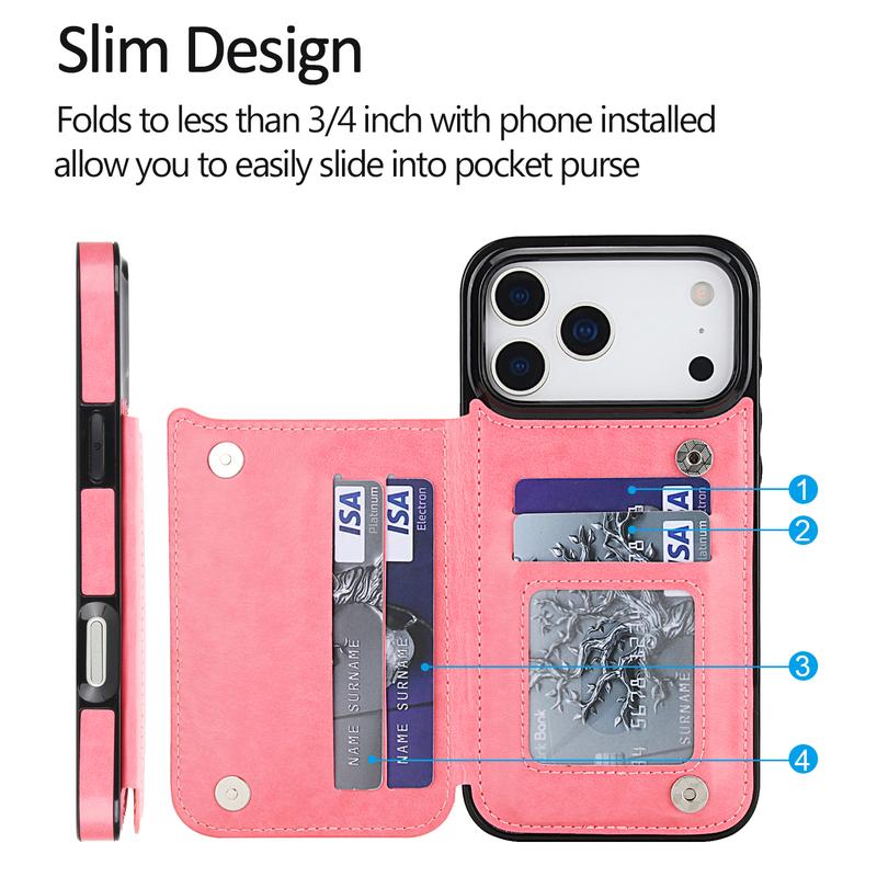 For iPhone 17 Pro Max 16 15 14 13 12 11 Magnetic Flip Leather Wallet Card Case with Card Holder Embossed Butterfly Premium PU Leather Kickstand Case