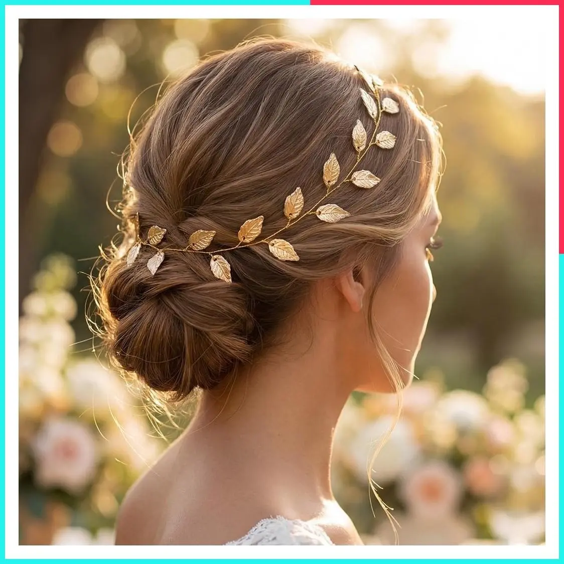 Gold Leaf Hair Vine Greek Goddess Wedding Headpiece for Women & Brides, 15.7 Inches, Gold